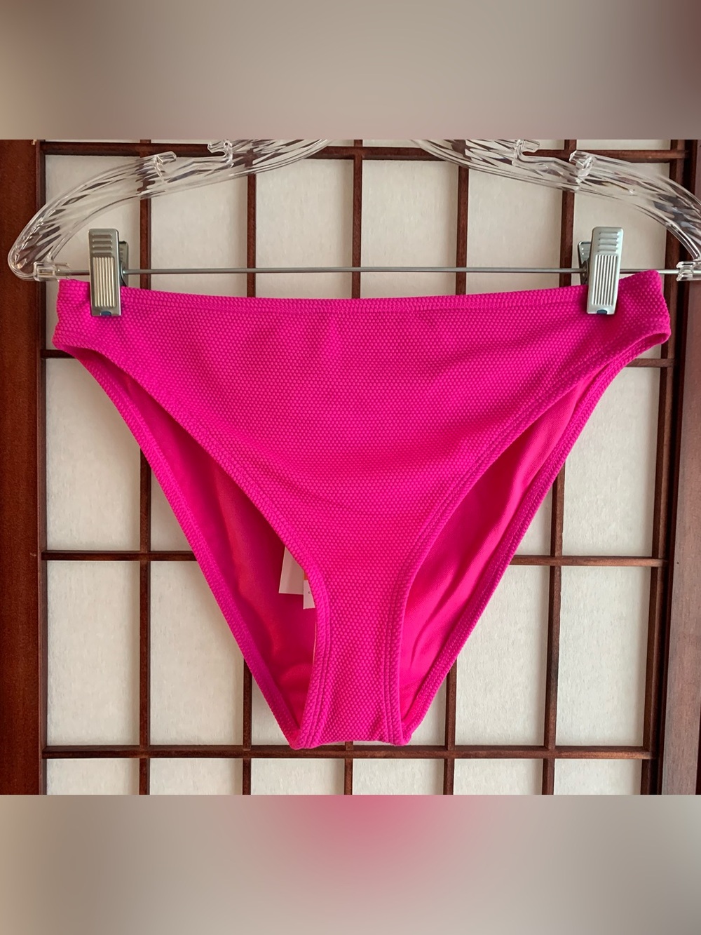 NWT Jessica Simpson Hi-Cut Vibrant Pink Textured Bikini Bottoms in Size S